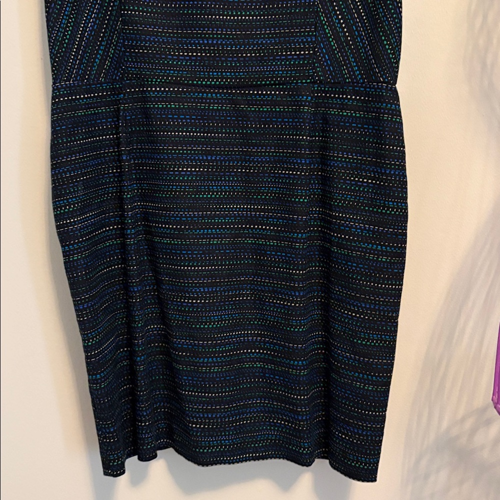 Hutch Navy Dress with Black, Blue & Green Stripe Dots - Picture 6 of 7